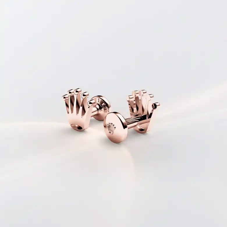 Rolex ‘Crown’ cufflinks in Everose gold, A1015 at Goldfinger