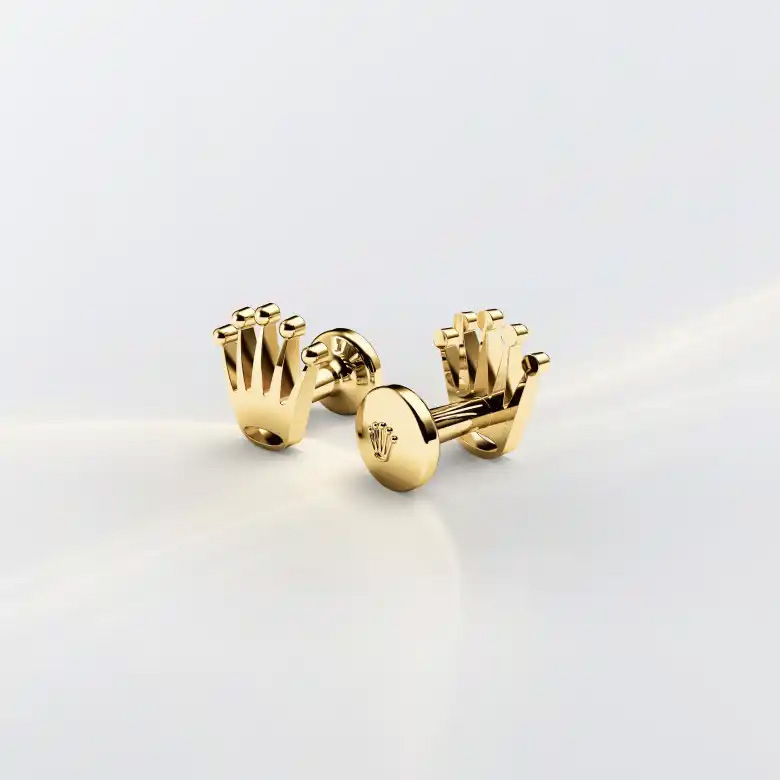 Rolex ‘Crown’ cufflinks in yellow gold, A1018 at Goldfinger
