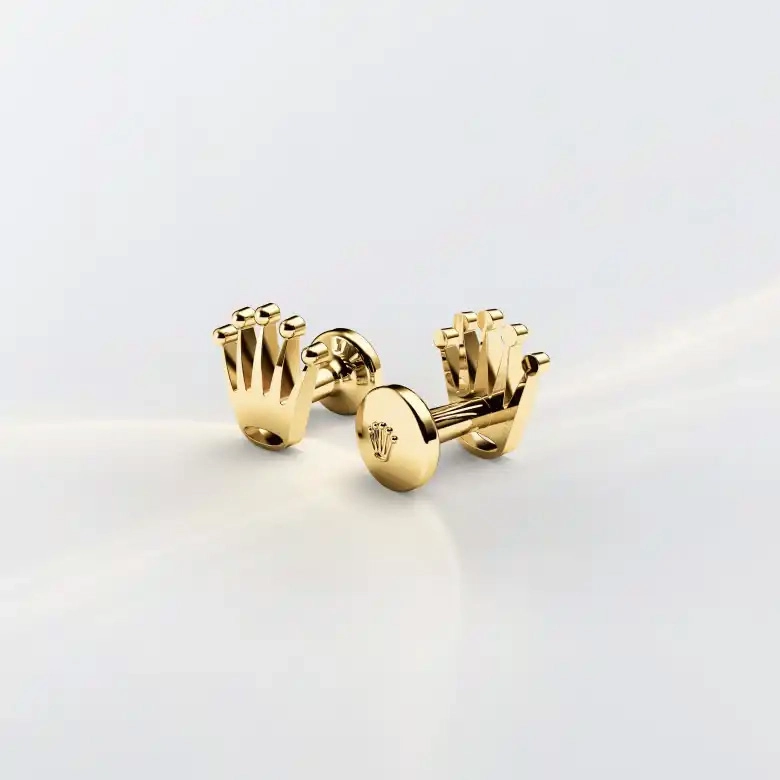 Rolex Boutons de manchette Couronne en or jaune, A1018 chez Goldfinger Rolex Boutons de manchette Couronne en or jaune, A1018 chez Goldfinger