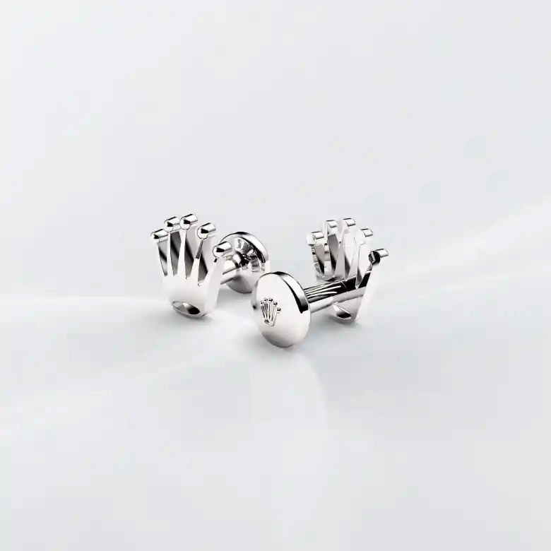 Rolex Boutons de manchette Couronne en or gris, A1019 chez Goldfinger Rolex Boutons de manchette Couronne en or gris, A1019 chez Goldfinger