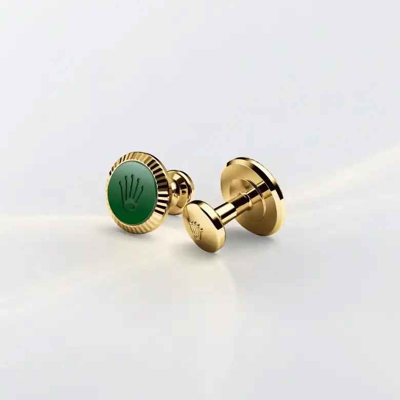 Rolex Boutons de manchette Cannelé en or jaune, A1038 chez Goldfinger