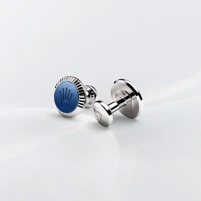 Rolex ‘Fluted’ cufflinks in White gold, A1039 at Goldfinger