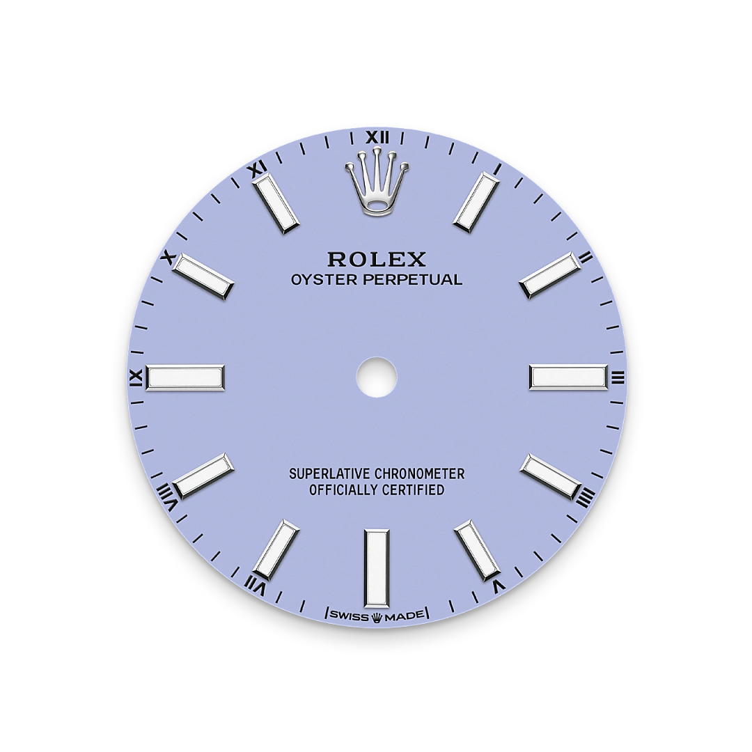 Rolex Oyster Perpetual 34 in Oystersteel with a Lavender dial, domed  bezel, and Oyster bracelet, m124200-0008 - Goldfinger