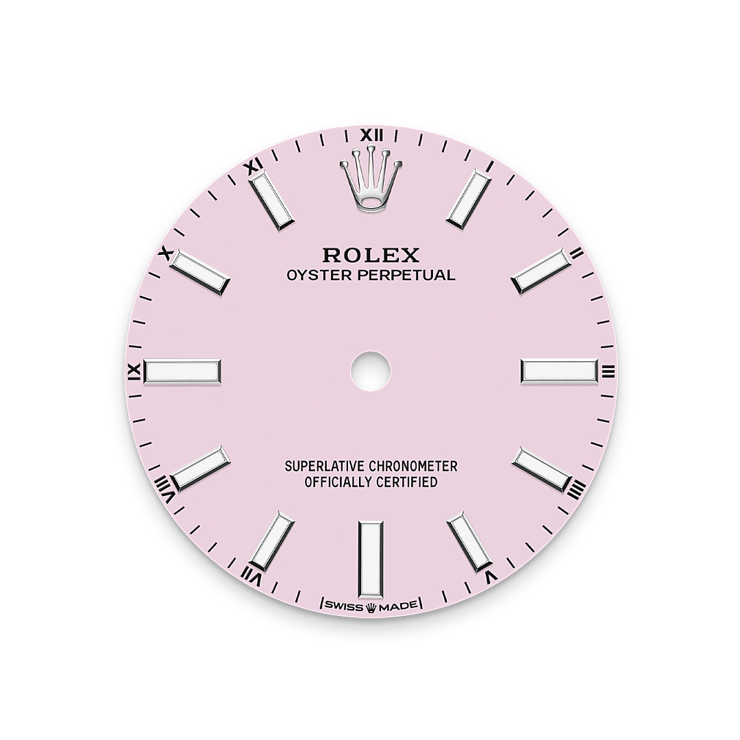 Rolex Oyster Perpetual 34 in Oystersteel with a Candy pink dial, domed  bezel, and Oyster bracelet, m124200-0009 - Goldfinger