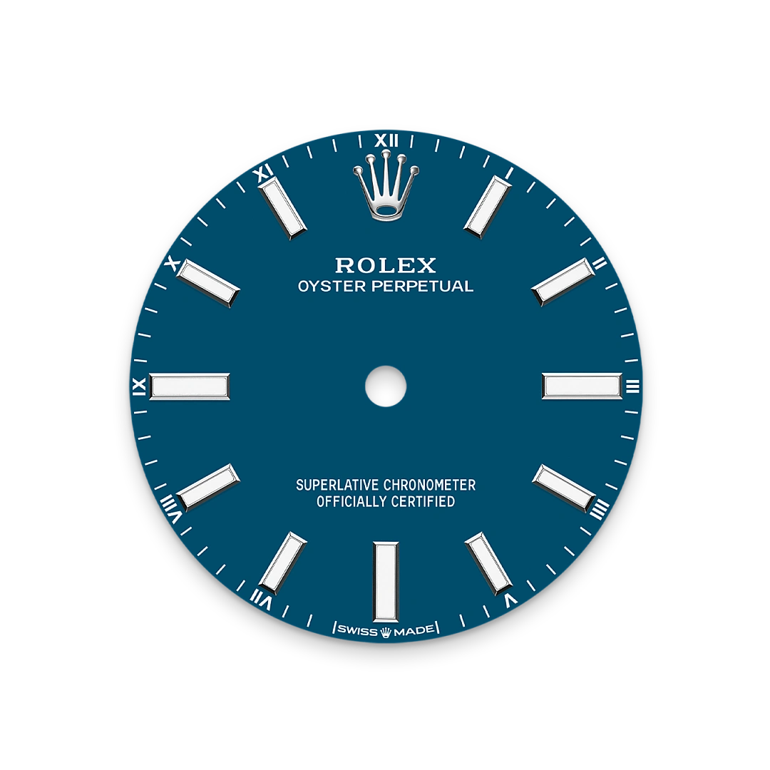 Rolex Oyster Perpetual 34 in Oystersteel with a Med blue dial, domed  bezel, and Oyster bracelet, m124200-0011 - Goldfinger
