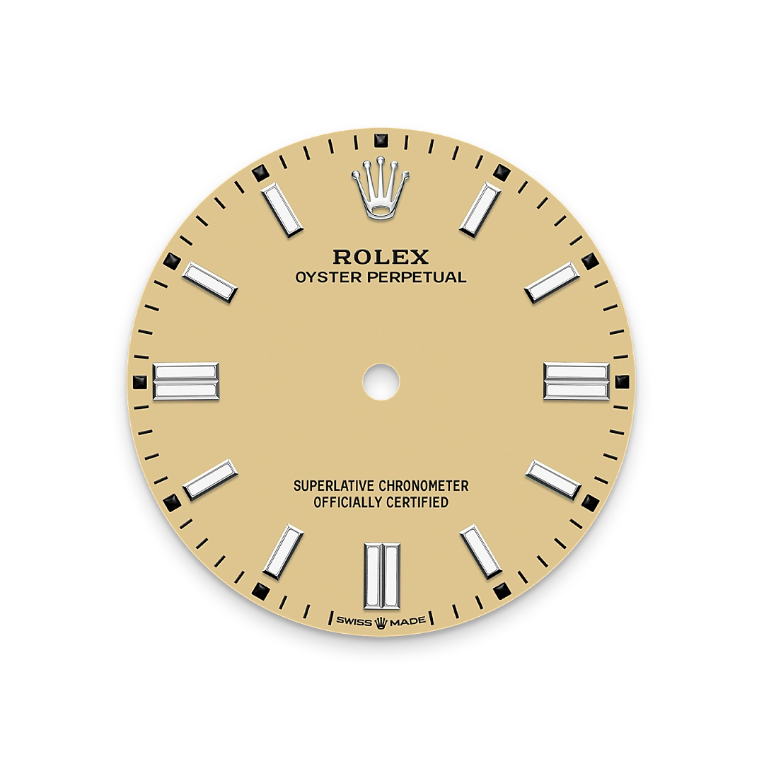 Rolex Oyster Perpetual 36 en acier Oystersteel, cadran Beige et bracelet Oyster – Goldfinger, m126000-0012