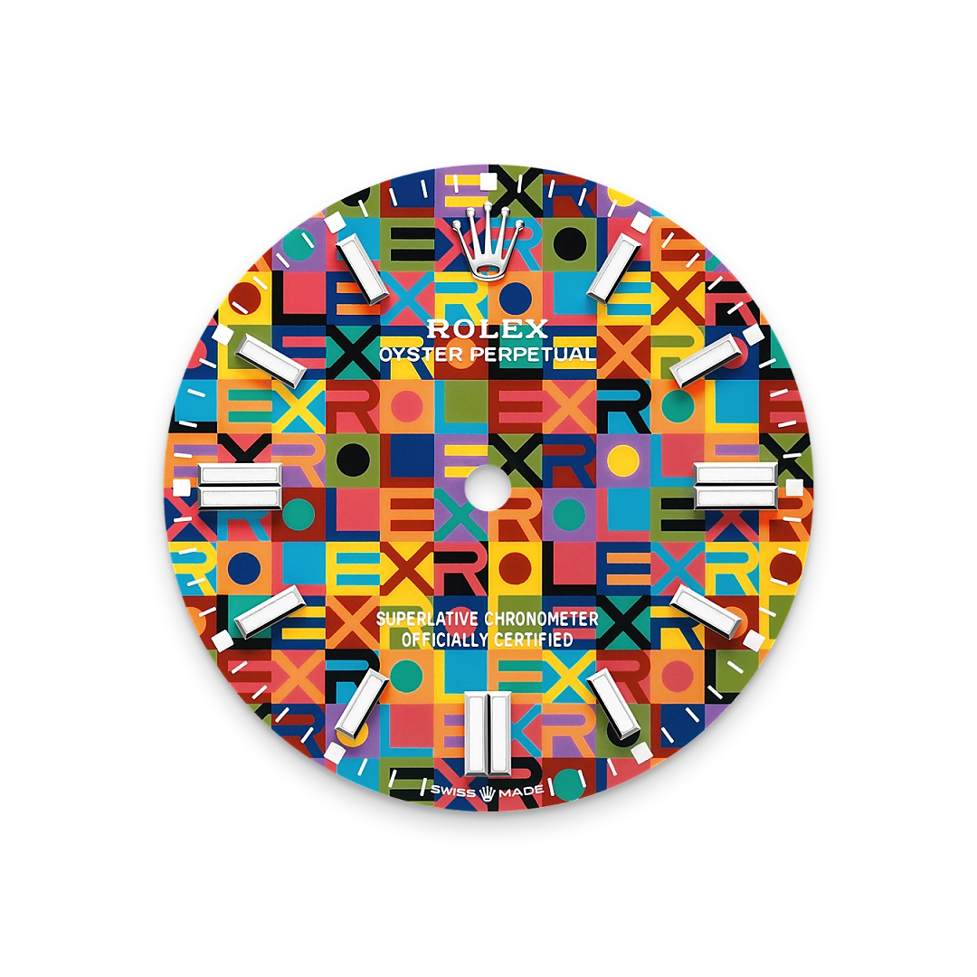 Rolex Oyster Perpetual 36 in Oystersteel with a Multicoloured, Jubilee motif dial, domed bezel, and Oyster bracelet, m126000-0016 - Goldfinger Rolex Oyster Perpetual 36 in Oystersteel with a Multicoloured, Jubilee motif dial, domed bezel, and Oyster bracelet, m126000-0016 - Goldfinger