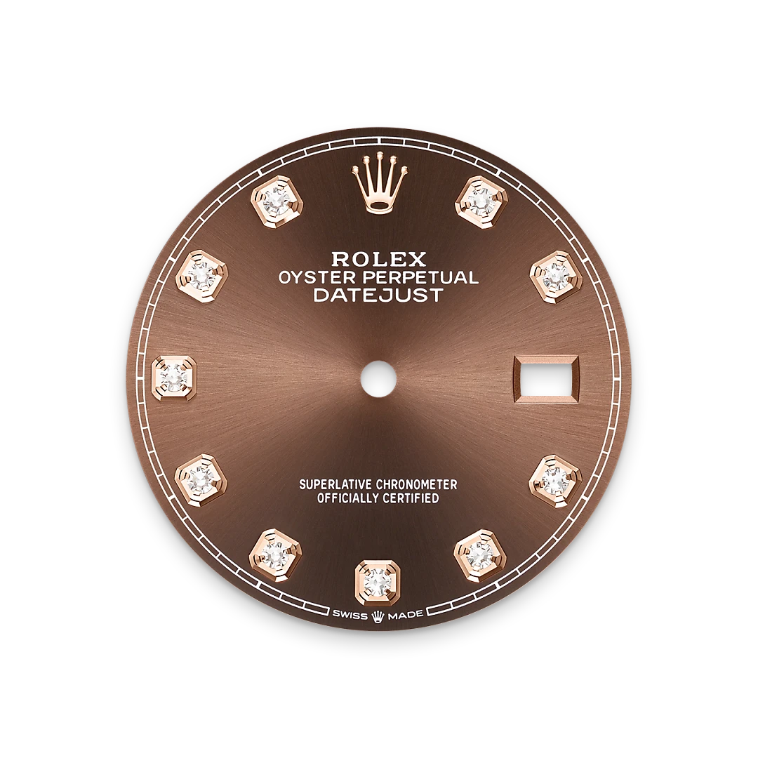 Rolex Datejust 36 acier Oystersteel et or Everose, cadran Chocolat, serti de diamants, bracelet Jubilee, m126231-0053 - Goldfinger