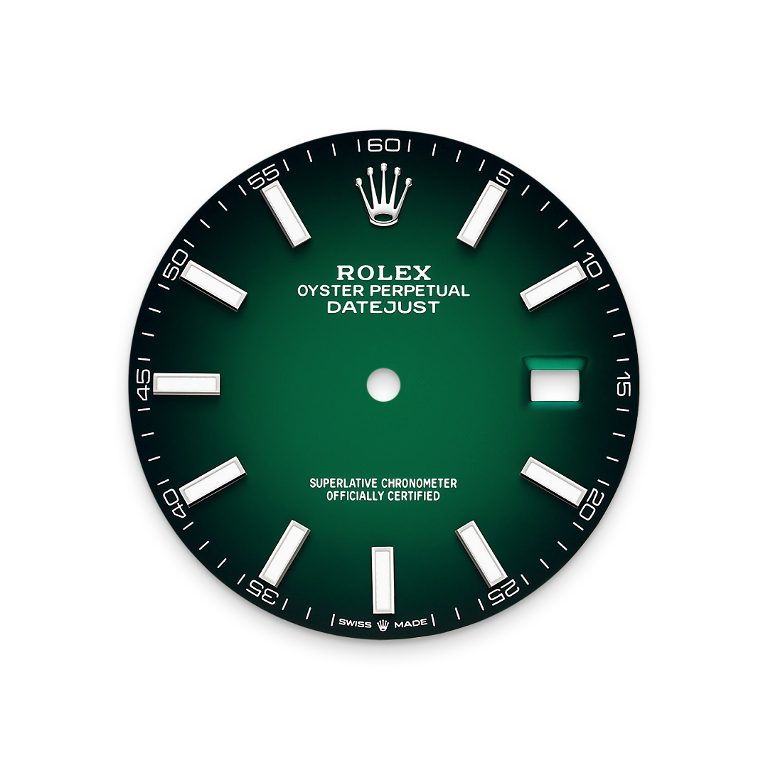Rolex Datejust 41 in Oystersteel and white gold with a Green ombré dial, and Oyster bracelet, m126334-0033 - Goldfinger