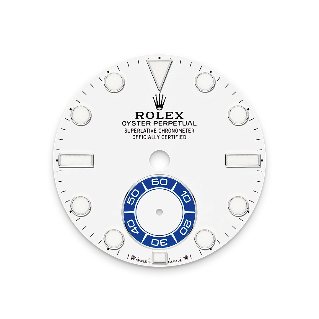 Rolex Yacht-Master II in Oystersteel with a White dial, blue Cerachrom insert in ceramic bezel, and Oyster bracelet, m126680-0001 - Goldfinger