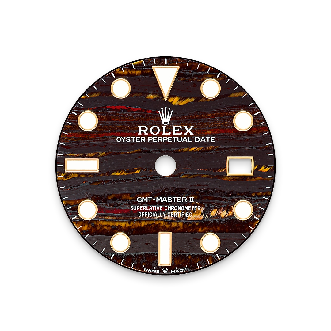 Rolex GMT-Master II en or jaune avec cadran Œil de fer, lunette tournante bidirectionnelle, bracelet Jubilee, m126718grnr-0002 - Goldfinger