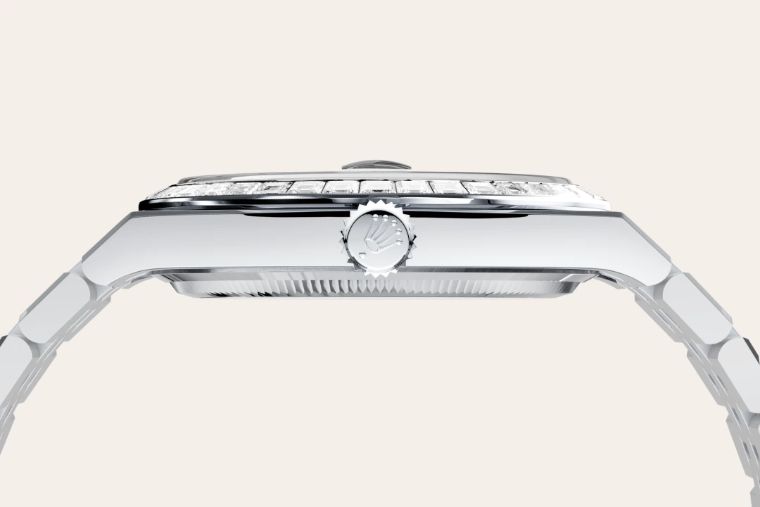 Rolex Land-Dweller 40 en platine et diamants avec cadran bleu acier, lunette sertie de diamants, bracelet Jubilee, m127386tbr-0001 - Goldfinger Rolex Land-Dweller 40 en platine et diamants avec cadran bleu acier, lunette sertie de diamants, bracelet Jubilee, m127386tbr-0001 - Goldfinger