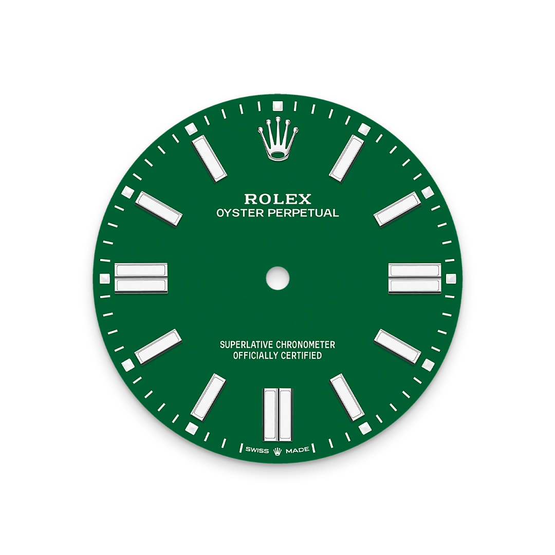 Rolex Oyster Perpetual 41 in Oystersteel with a Green dial, domed  bezel, and Oyster bracelet, m134300-0004 - Goldfinger
