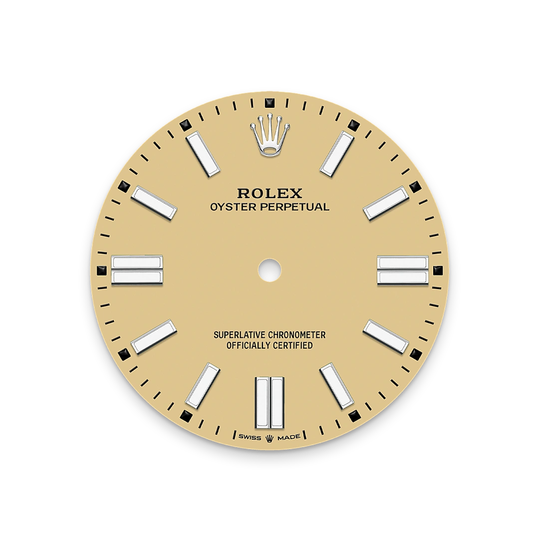 Rolex Oyster Perpetual 41 in Oystersteel with a Beige dial, domed  bezel, and Oyster bracelet, m134300-0007 - Goldfinger