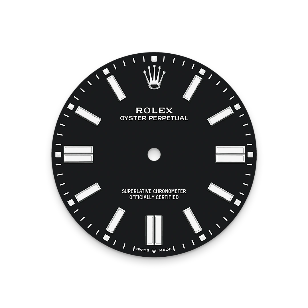Rolex Oyster Perpetual 41 en acier Oystersteel avec cadran Noir, lunette bombée, bracelet Oyster, m134300-0008 - Goldfinger