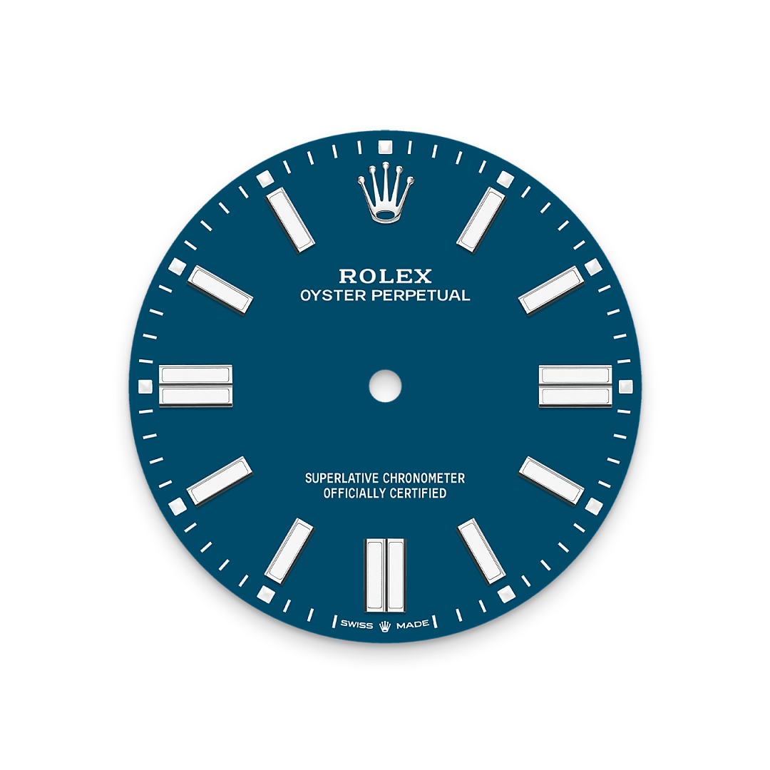 Rolex Oyster Perpetual 41 in Oystersteel with a Med blue dial, domed  bezel, and Oyster bracelet, m134300-0009 - Goldfinger