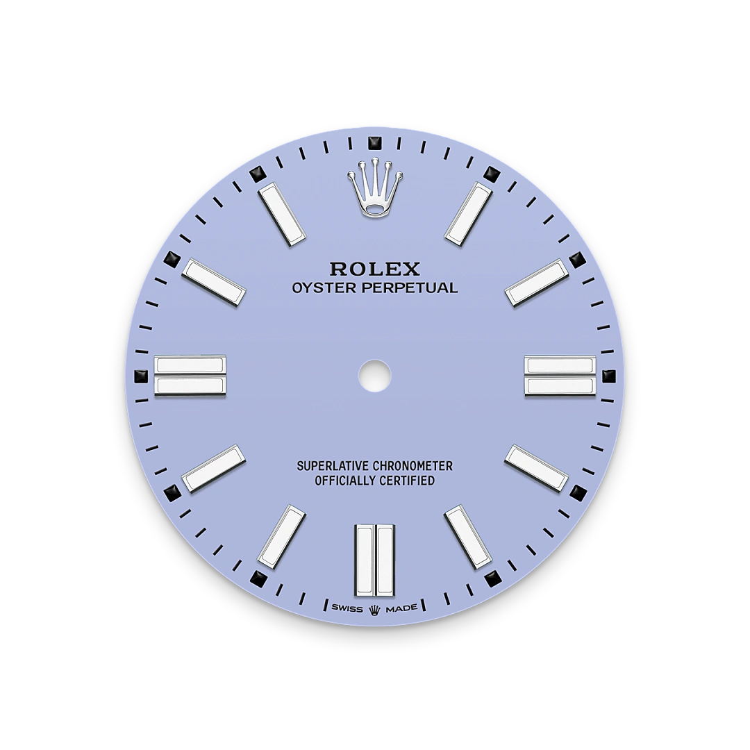 Rolex Oyster Perpetual 41 in Oystersteel with a Lavender dial, domed  bezel, and Oyster bracelet, m134300-0012 - Goldfinger