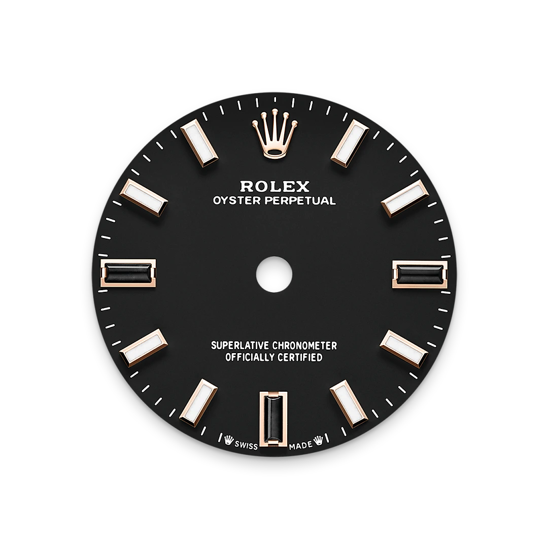 Rolex Oyster Perpetual 28 in Everose gold with a Black dial, domed  bezel, and Oyster bracelet, m276205-0001 - Goldfinger