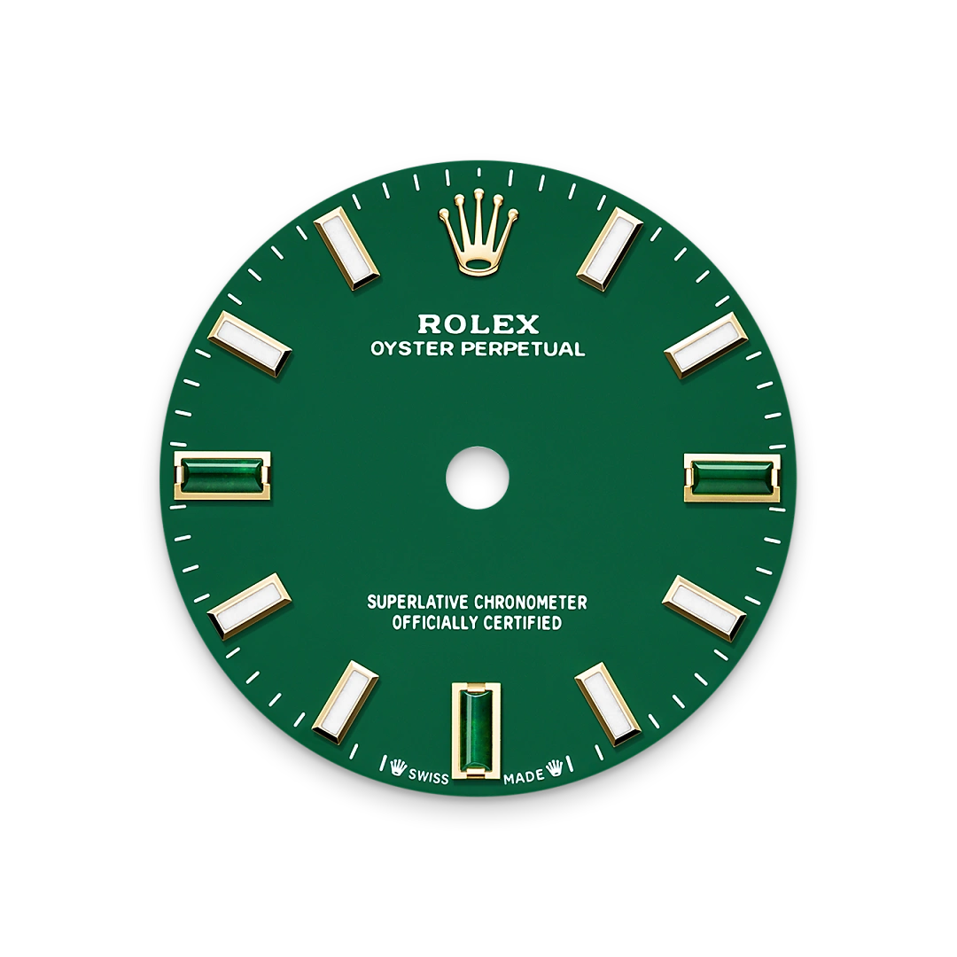 Rolex Oyster Perpetual 28 in yellow gold with a Green stone dial, domed bezel, and Oyster bracelet, m276208-0002 - Goldfinger Rolex Oyster Perpetual 28 in yellow gold with a Green stone dial, domed bezel, and Oyster bracelet, m276208-0002 - Goldfinger