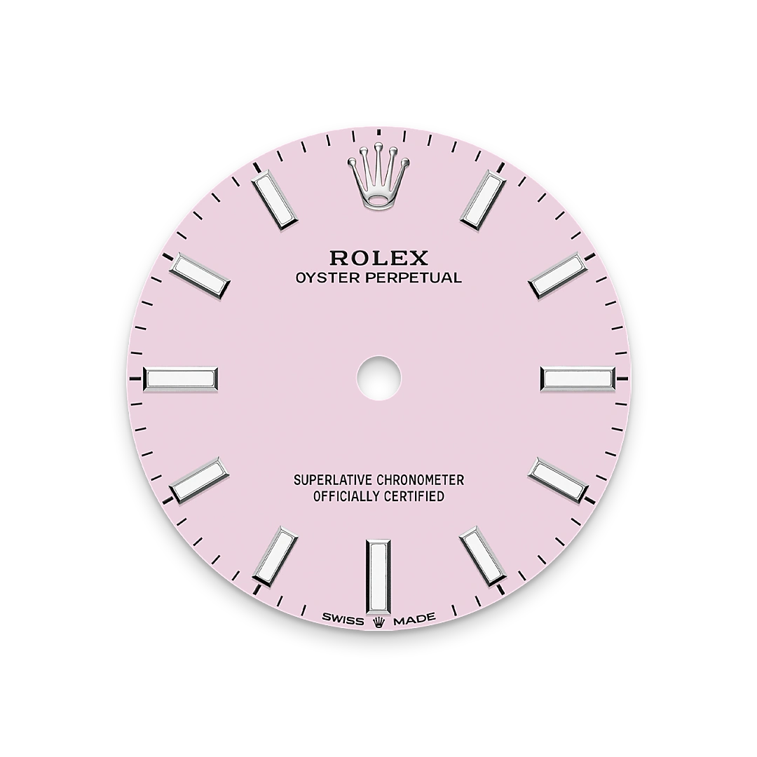Rolex Oyster Perpetual 31 en acier Oystersteel, cadran Rose candy et bracelet Oyster – Goldfinger Rolex Oyster Perpetual 31 en acier Oystersteel, cadran Rose candy et bracelet Oyster – Goldfinger