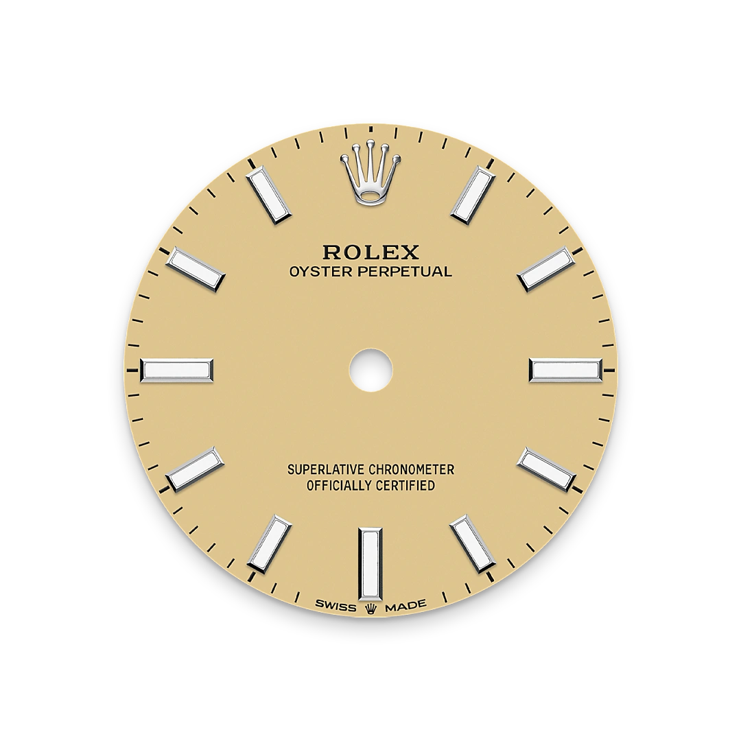 Rolex Oyster Perpetual 31 en acier Oystersteel, cadran Beige et bracelet Oyster – Goldfinger Rolex Oyster Perpetual 31 en acier Oystersteel, cadran Beige et bracelet Oyster – Goldfinger