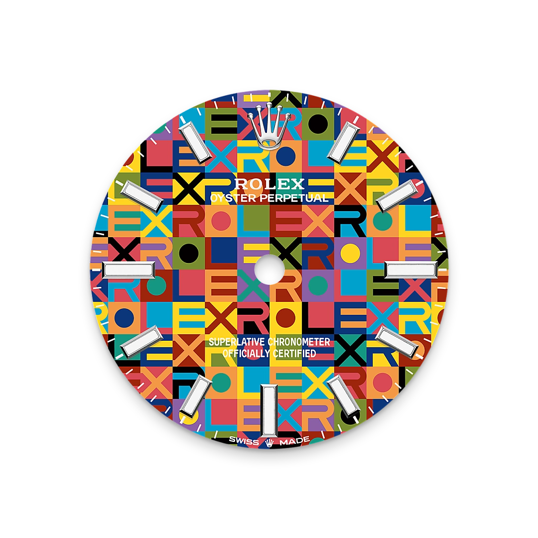 Rolex Oyster Perpetual 31 en acier Oystersteel, cadran Multicolore, décor Jubilee et bracelet Oyster – Goldfinger Rolex Oyster Perpetual 31 en acier Oystersteel, cadran Multicolore, décor Jubilee et bracelet Oyster – Goldfinger