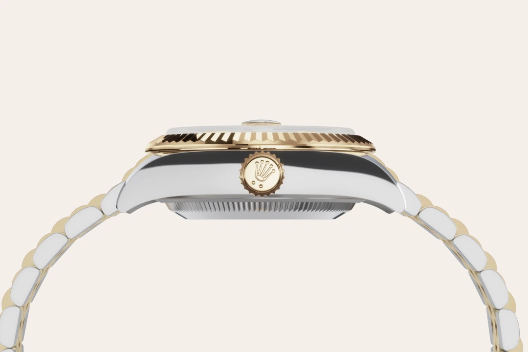 Rolex Lady-Datejust 28 in Oystersteel and yellow gold with a Silver set with diamonds dial, fluted bezel, and Jubilee bracelet, m279173-0007 - AH Riise Rolex Lady-Datejust 28 in Oystersteel and yellow gold with a Silver set with diamonds dial, fluted bezel, and Jubilee bracelet, m279173-0007 - AH Riise