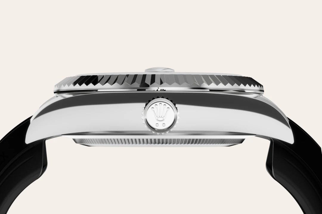 Rolex Sky-Dweller in white gold with a Intense white dial, fluted bezel, and Oysterflex bracelet, m336239-0003 - Goldfinger Rolex Sky-Dweller in white gold with a Intense white dial, fluted bezel, and Oysterflex bracelet, m336239-0003 - Goldfinger