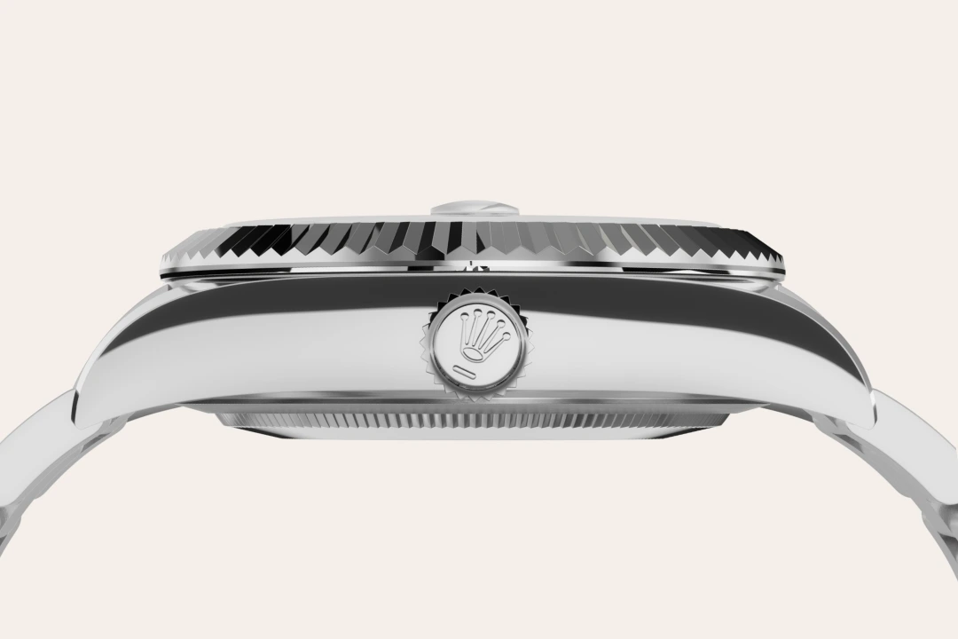 Rolex Sky-Dweller acier Oystersteel et or gris avec cadran Noir vif, lunette cannelée tournante unidirectionnelle, bracelet Oyster, m336934-0007 - Goldfinger