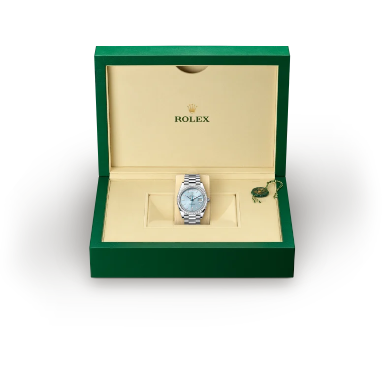 Rolex Day-Date en platine et diamants, m228396tbr-0002 - Goldfinger