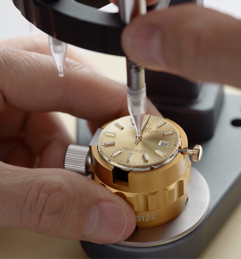 Rolex watch servicing procedure at Goldfinger