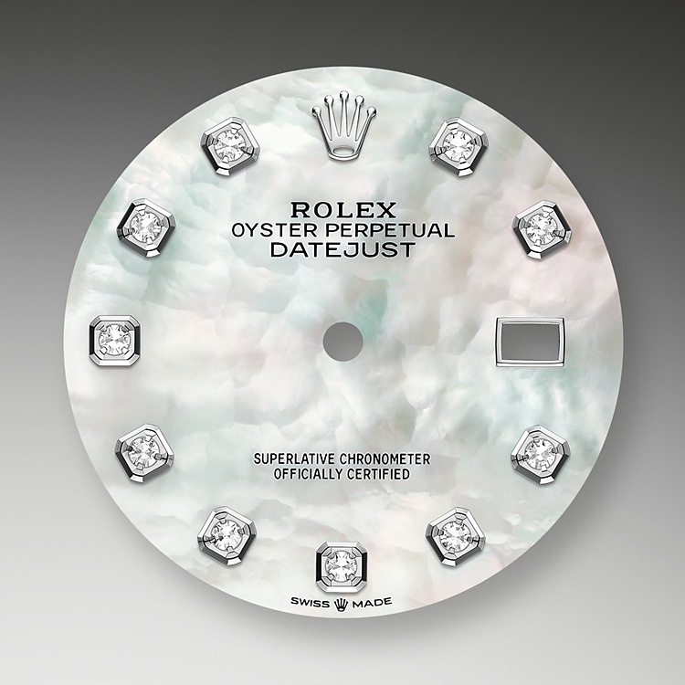 mother of pearl dial oystersteel white gold and diamonds